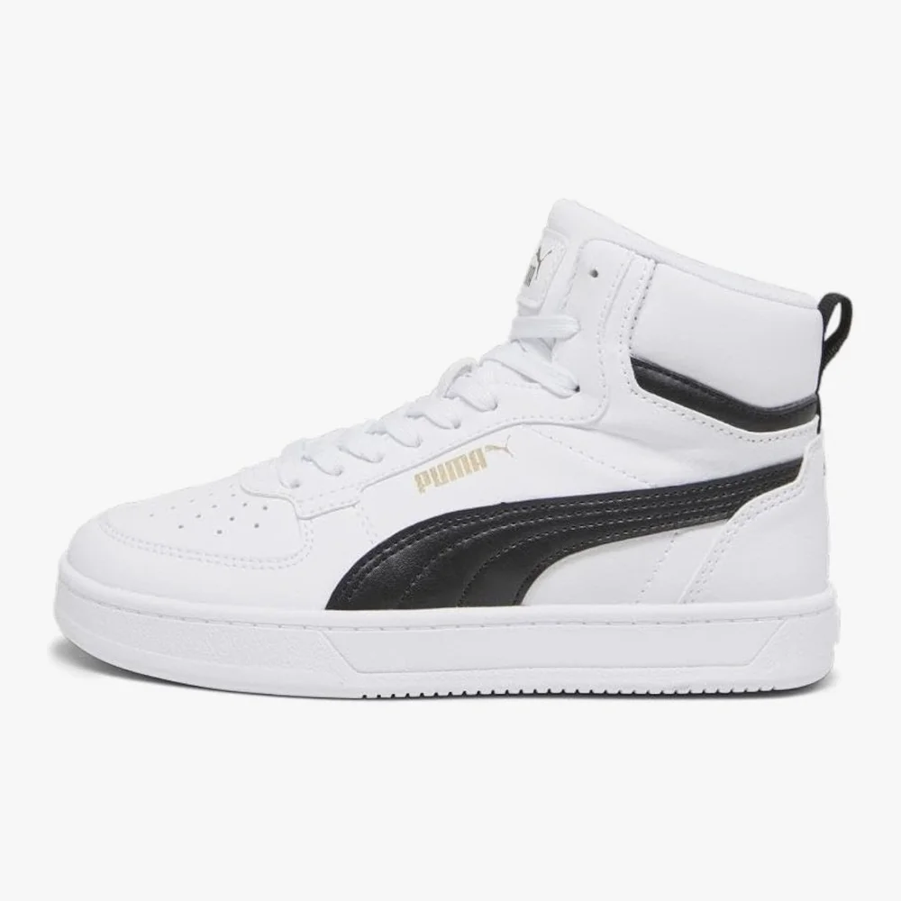 Size 7 Puma Caven 2.0 Mid Jr White/black-gold New With Original Box